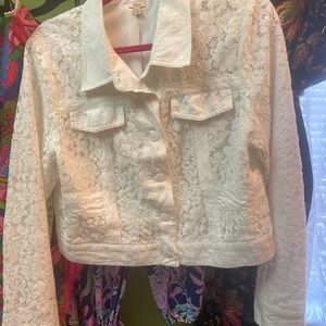 Reba Ivory lace Cropped Jacket NWOT